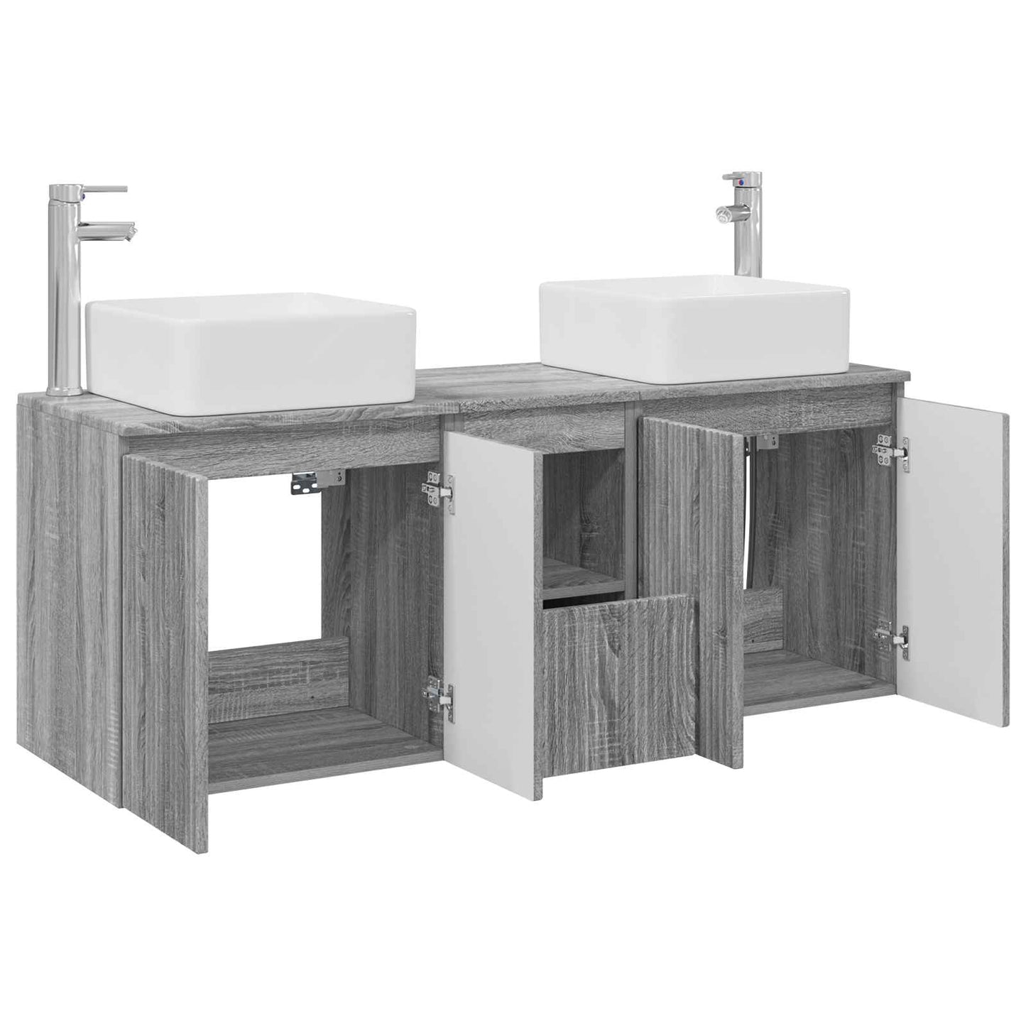 Badkamerkastenset 3 st Grijs Sonoma 53 x 35 x 63 cm