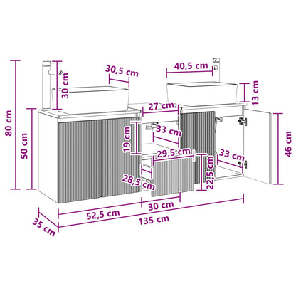 Badkamerkastenset 3 st Grijs Sonoma 53 x 35 x 63 cm