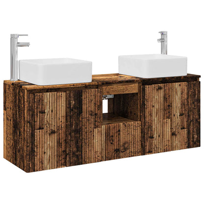 Badkamerkastenset 3 st Oud hout 53 x 35 x 63 cm Bewerkt hout