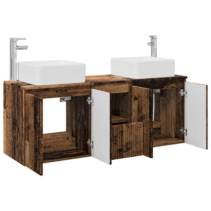 Badkamerkastenset 3 st Oud hout 53 x 35 x 63 cm Bewerkt hout