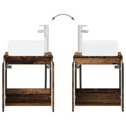 Badkamerkastenset 3 st Oud hout 53 x 35 x 63 cm Bewerkt hout