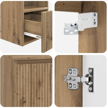 Badkamerkastenset 3 st Artisanaal eiken 53 x 35 x 63 cm