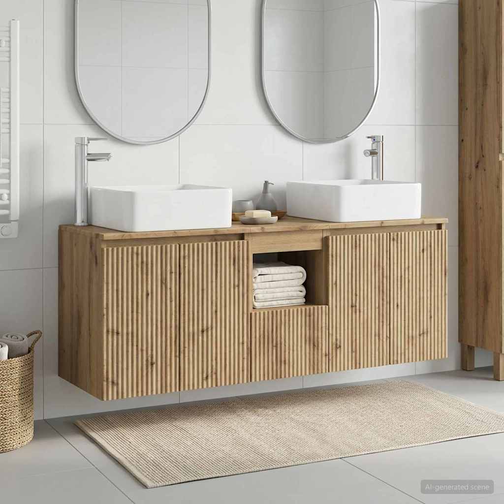 Badkamerkastenset 3 st Artisanaal eiken 53 x 35 x 63 cm