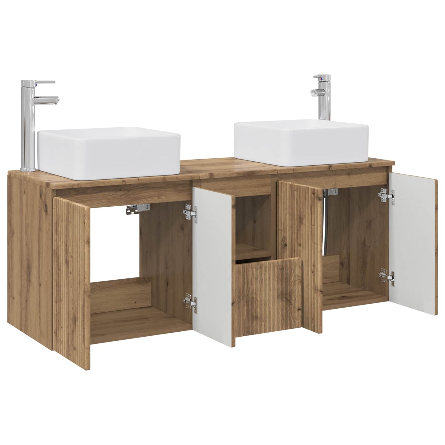 Badkamerkastenset 3 st Artisanaal eiken 53 x 35 x 63 cm