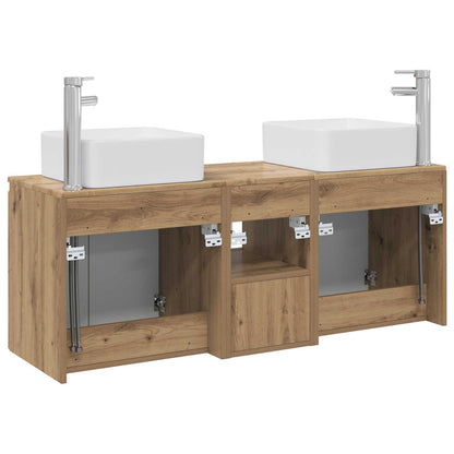 Badkamerkastenset 3 st Artisanaal eiken 53 x 35 x 63 cm
