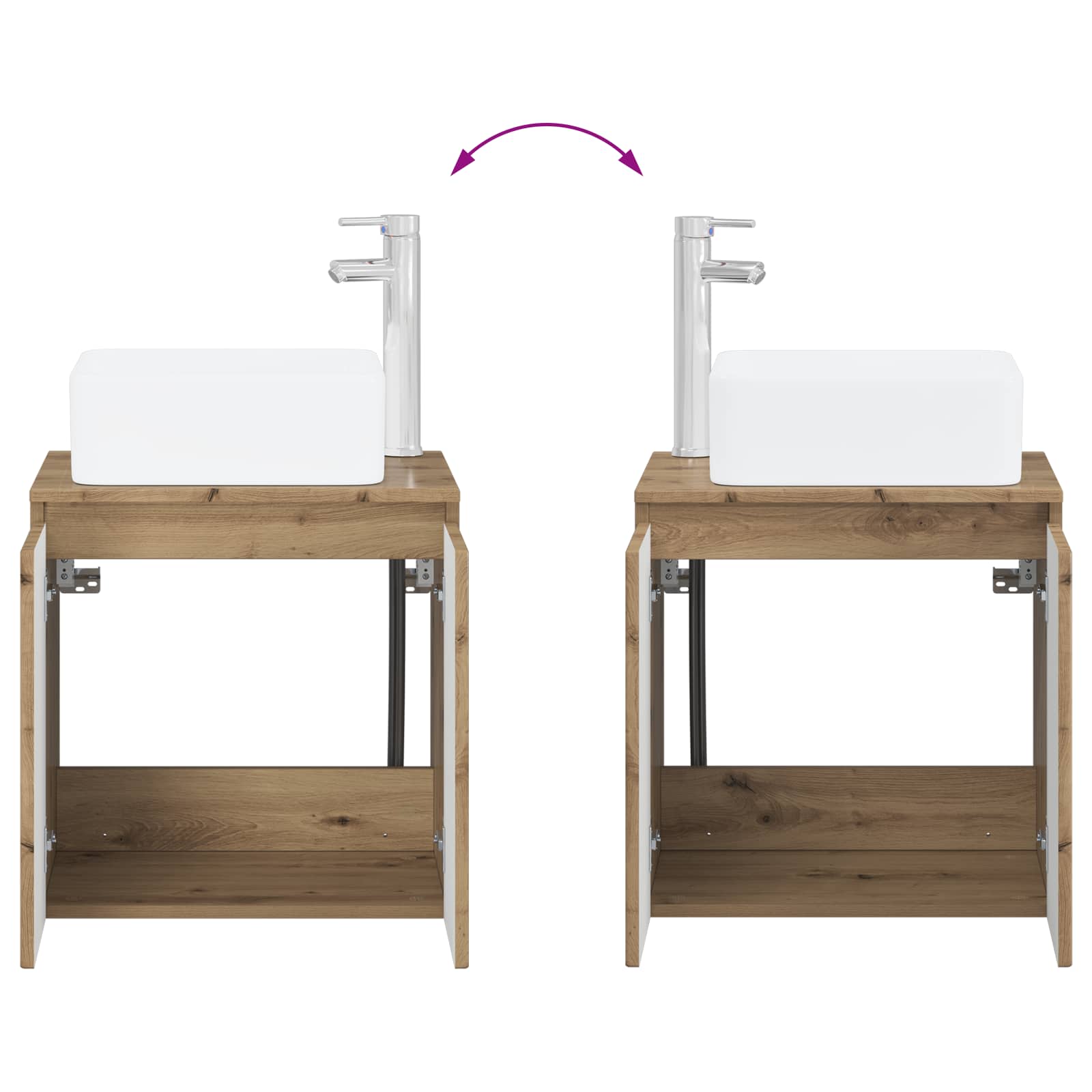 Badkamerkastenset 3 st Artisanaal eiken 53 x 35 x 63 cm