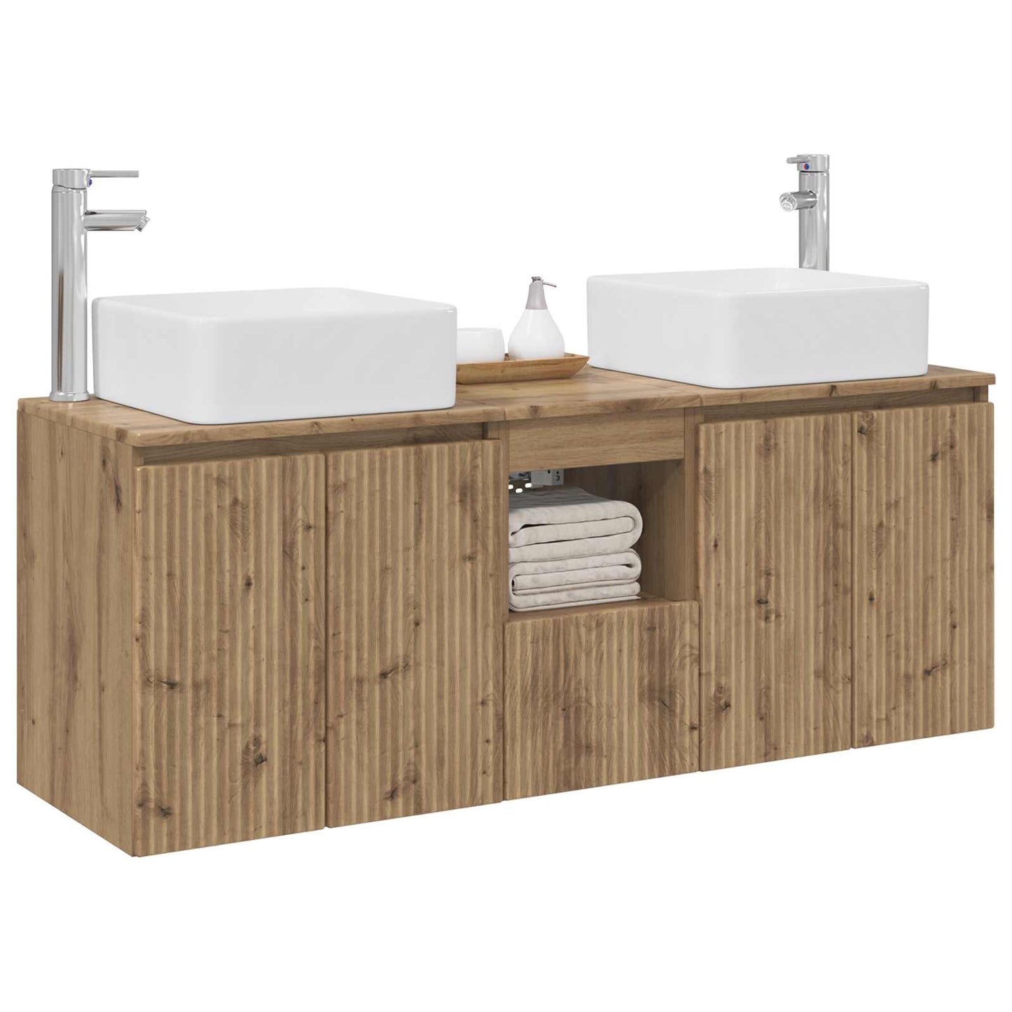 Badkamerkastenset 3 st Artisanaal eiken 53 x 35 x 63 cm
