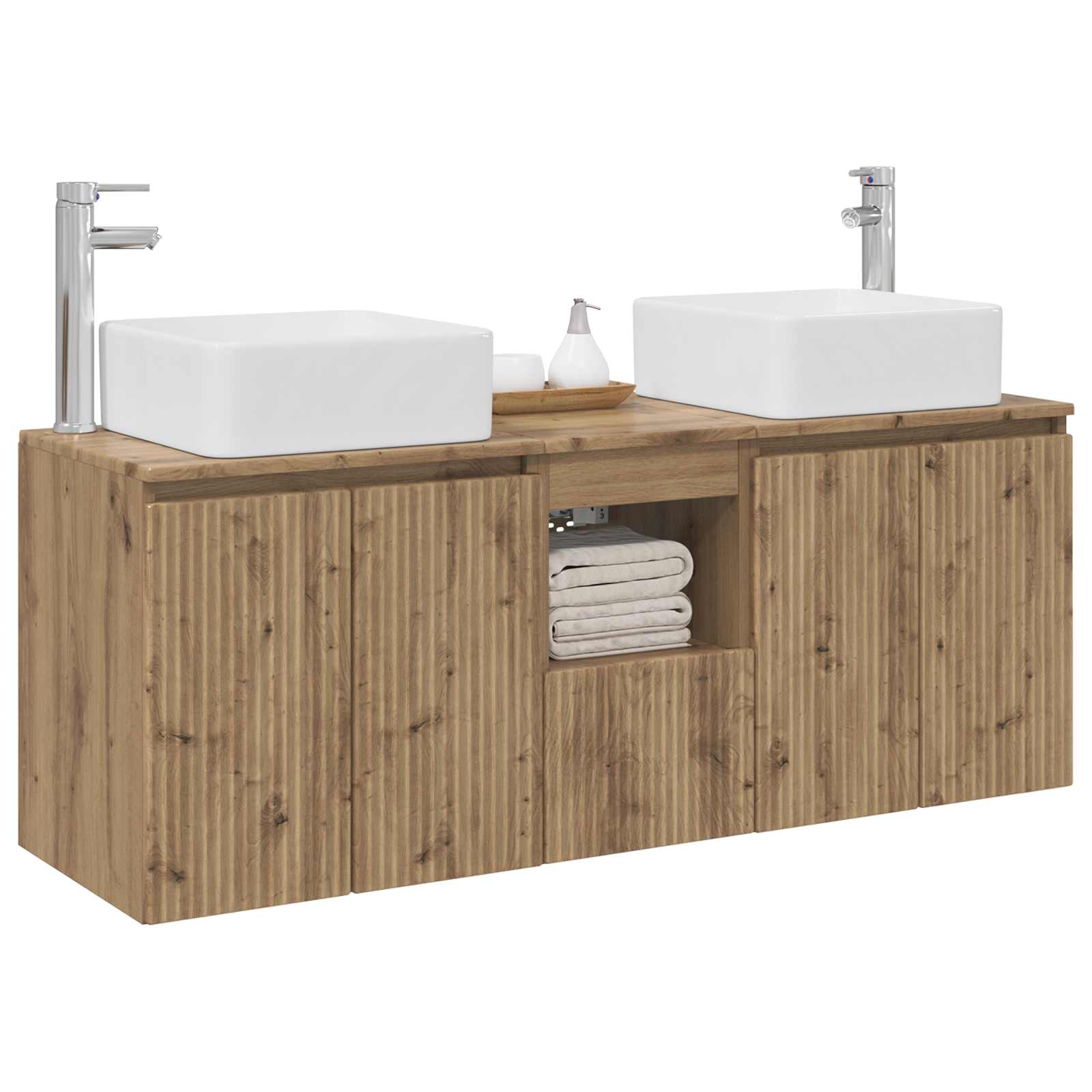 Badkamerkastenset 3 st Artisanaal eiken 53 x 35 x 63 cm