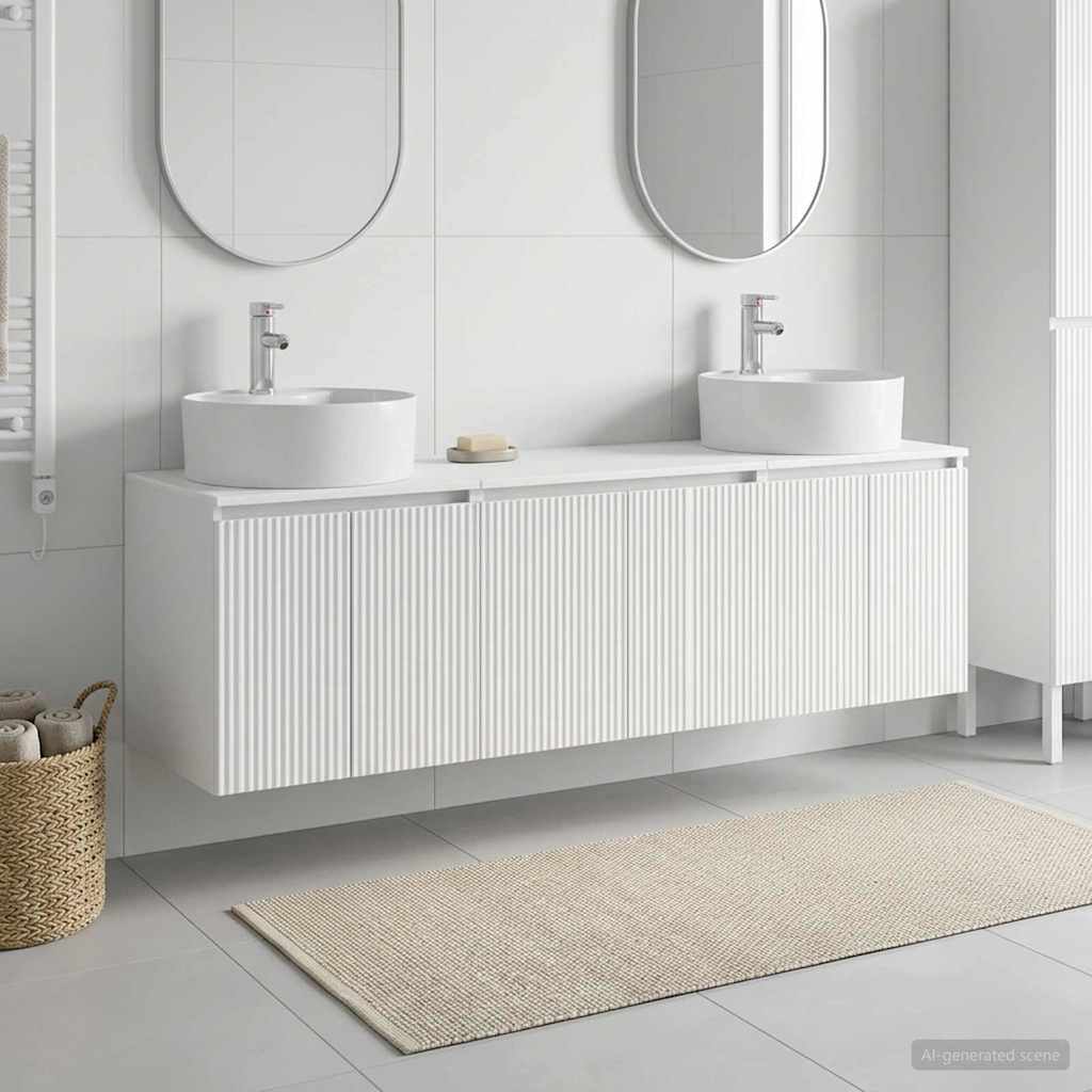 Badkamerkastenset 3 st Wit 49,5 x 44,5 x 65 cm Bewerkt hout