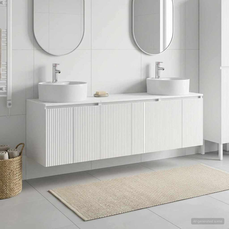 Badkamerkastenset 3 st Wit 49,5 x 44,5 x 65 cm Bewerkt hout