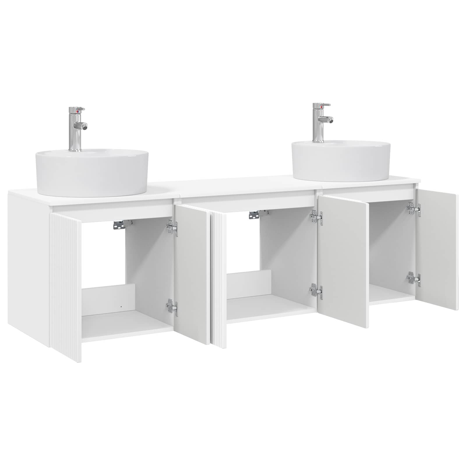 Badkamerkastenset 3 st Wit 49,5 x 44,5 x 65 cm Bewerkt hout