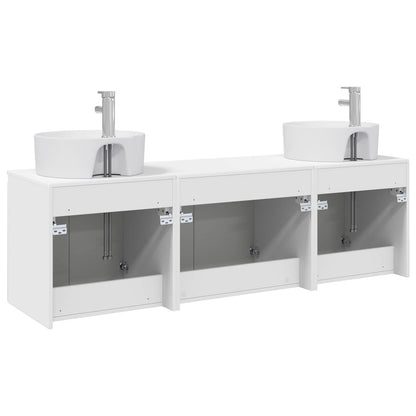 Badkamerkastenset 3 st Wit 49,5 x 44,5 x 65 cm Bewerkt hout