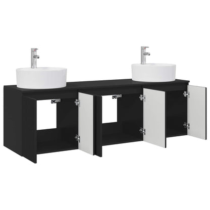 Badkamerkastenset 3 st Zwart 49,5 x 44,5 x 65 cm Bewerkt hout