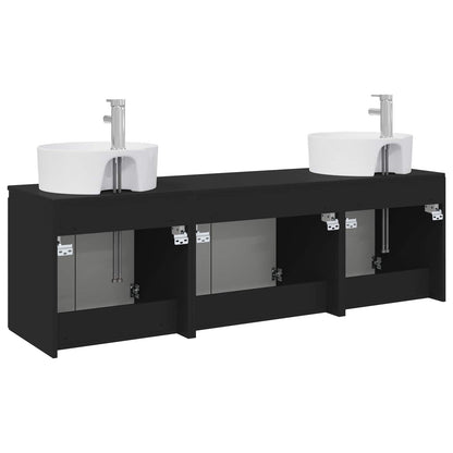 Badkamerkastenset 3 st Zwart 49,5 x 44,5 x 65 cm Bewerkt hout