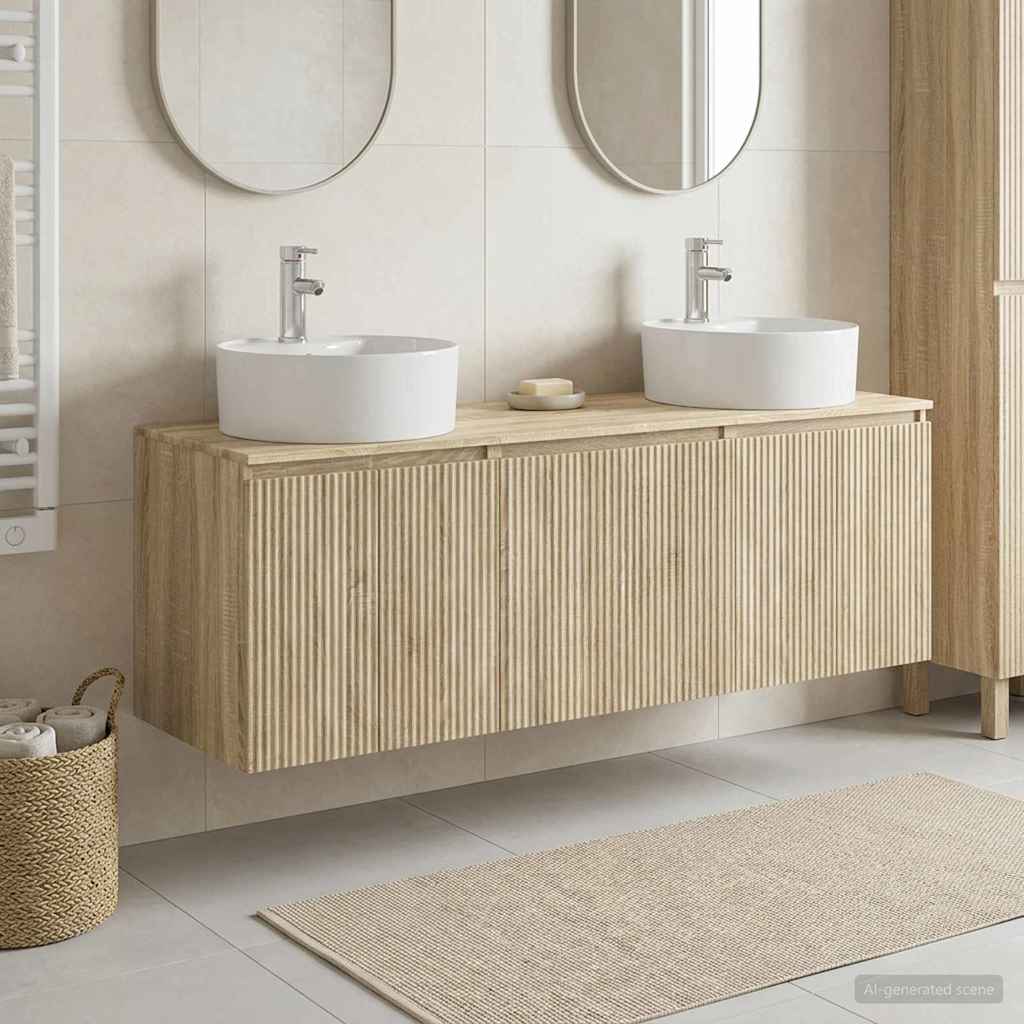 Badkamerkastenset 3 st Sonoma Eiken 49,5 x 44,5 x 65 cm