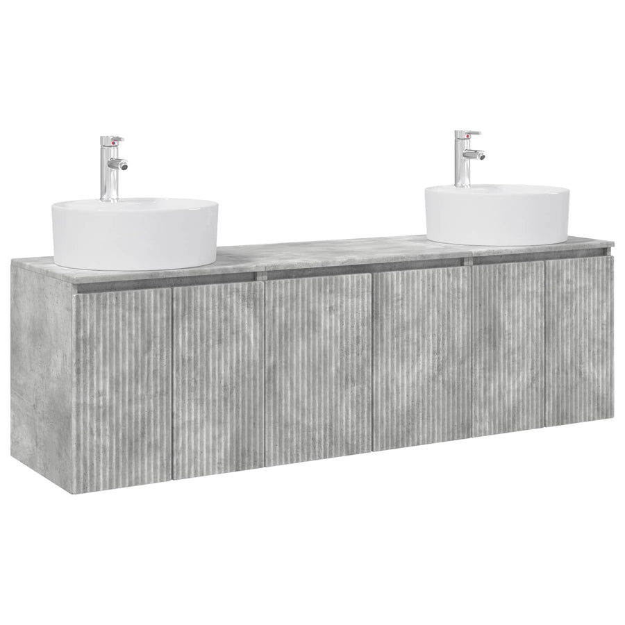 Badkamerkastenset 3 st Betongrijs 49,5 x 44,5 x 65 cm