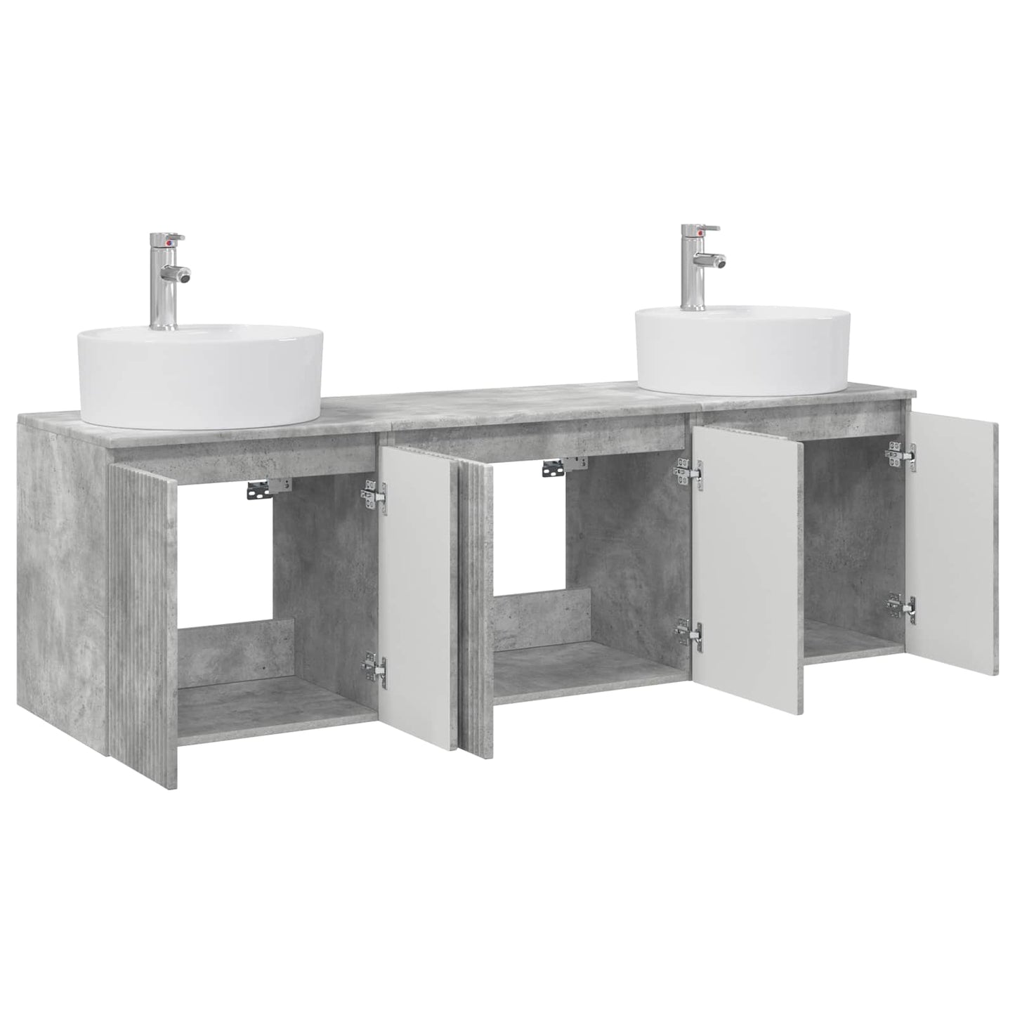 Badkamerkastenset 3 st Betongrijs 49,5 x 44,5 x 65 cm