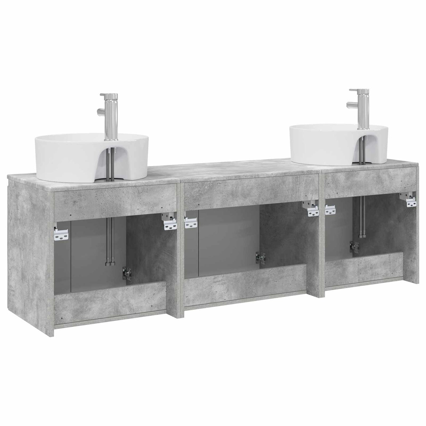 Badkamerkastenset 3 st Betongrijs 49,5 x 44,5 x 65 cm