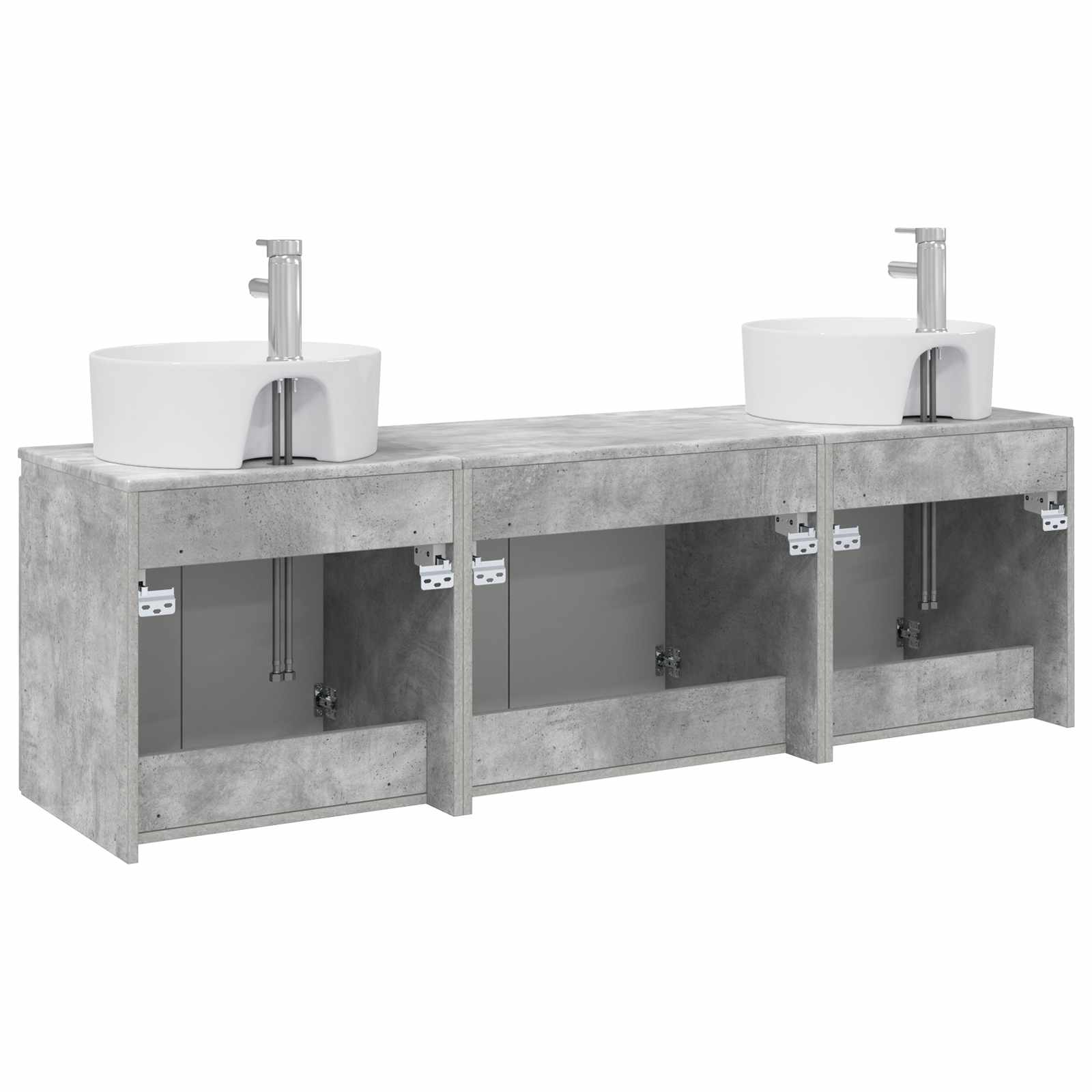 Badkamerkastenset 3 st Betongrijs 49,5 x 44,5 x 65 cm