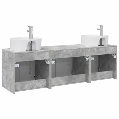Badkamerkastenset 3 st Betongrijs 49,5 x 44,5 x 65 cm