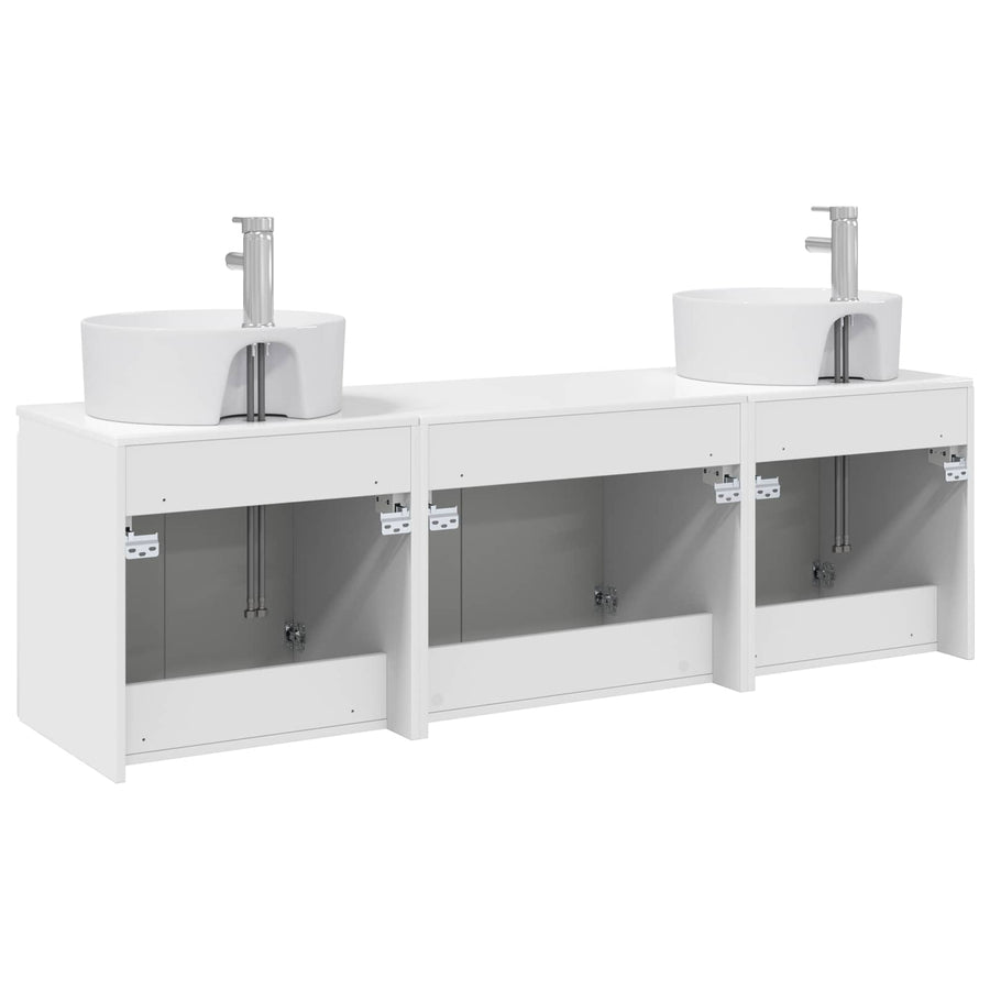 Badkamerkastenset 3 st Hoogglans Wit 49,5 x 44,5 x 65 cm