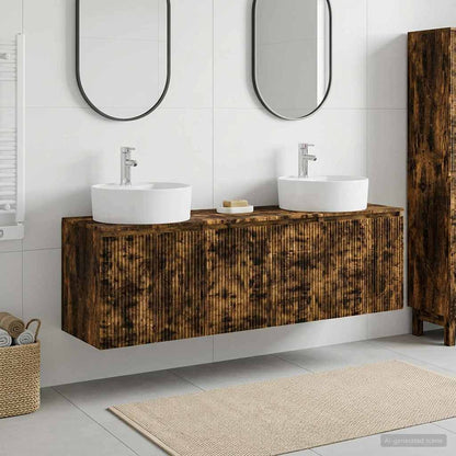 Badkamerkastenset 3 st Gerookt eiken 49,5 x 44,5 x 65 cm