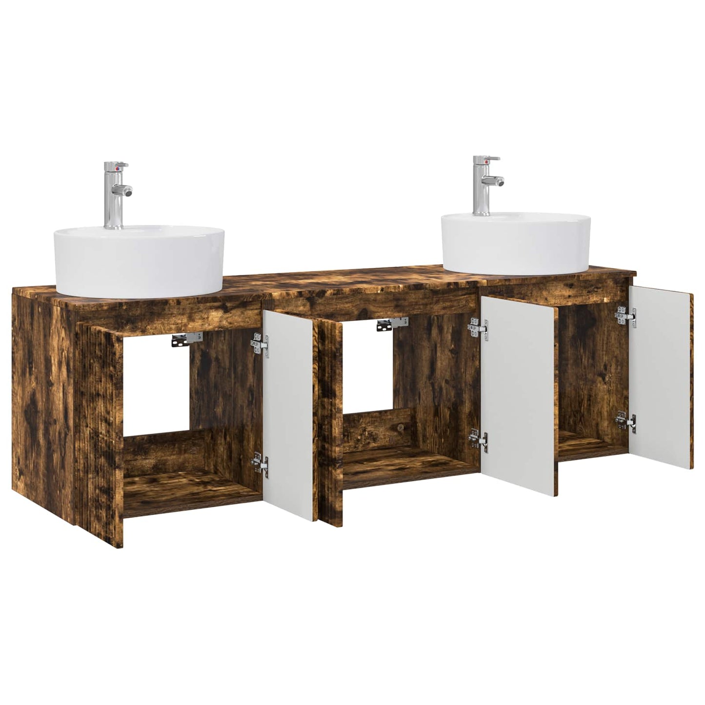 Badkamerkastenset 3 st Gerookt eiken 49,5 x 44,5 x 65 cm