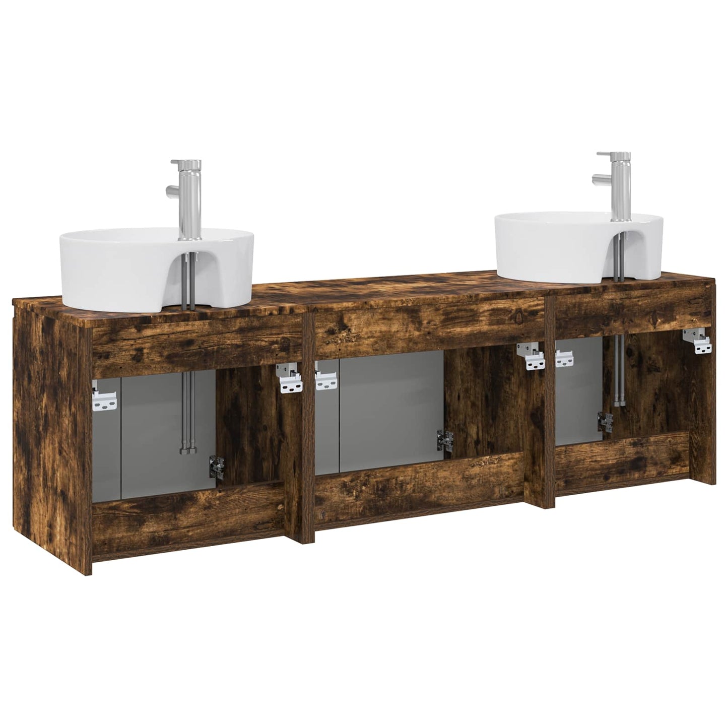 Badkamerkastenset 3 st Gerookt eiken 49,5 x 44,5 x 65 cm