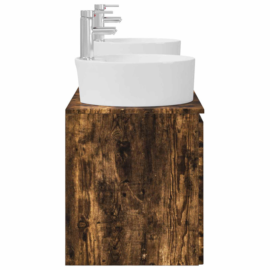 Badkamerkastenset 3 st Gerookt eiken 49,5 x 44,5 x 65 cm