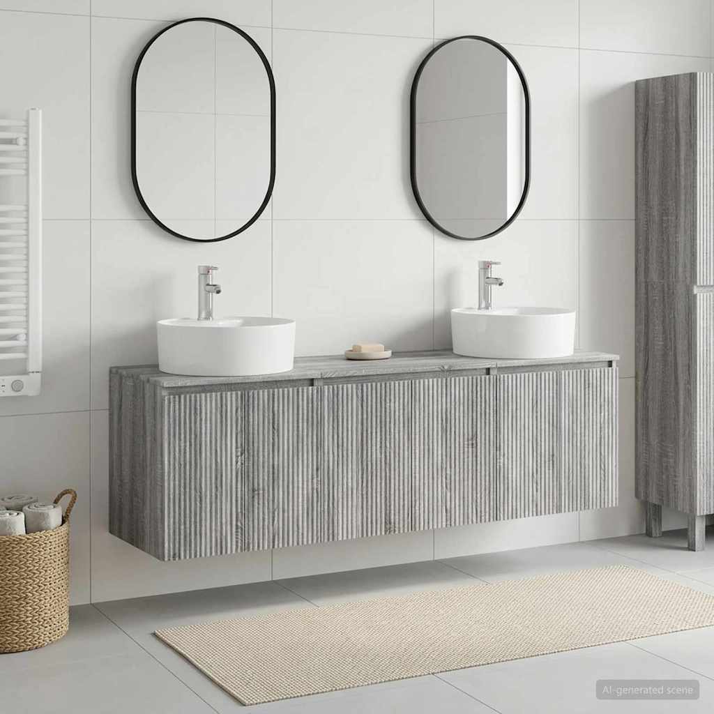 Badkamerkastenset 3 st Grijs Sonoma 49,5 x 44,5 x 65 cm