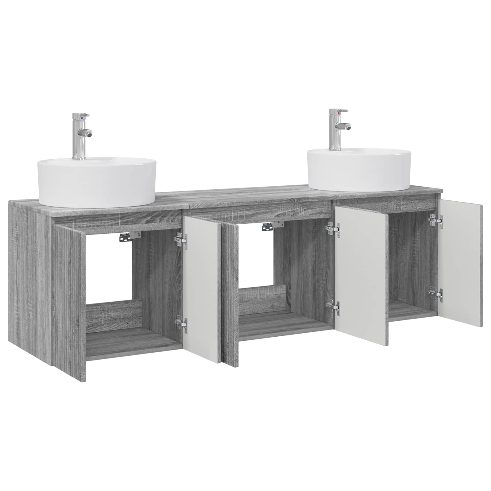 Badkamerkastenset 3 st Grijs Sonoma 49,5 x 44,5 x 65 cm