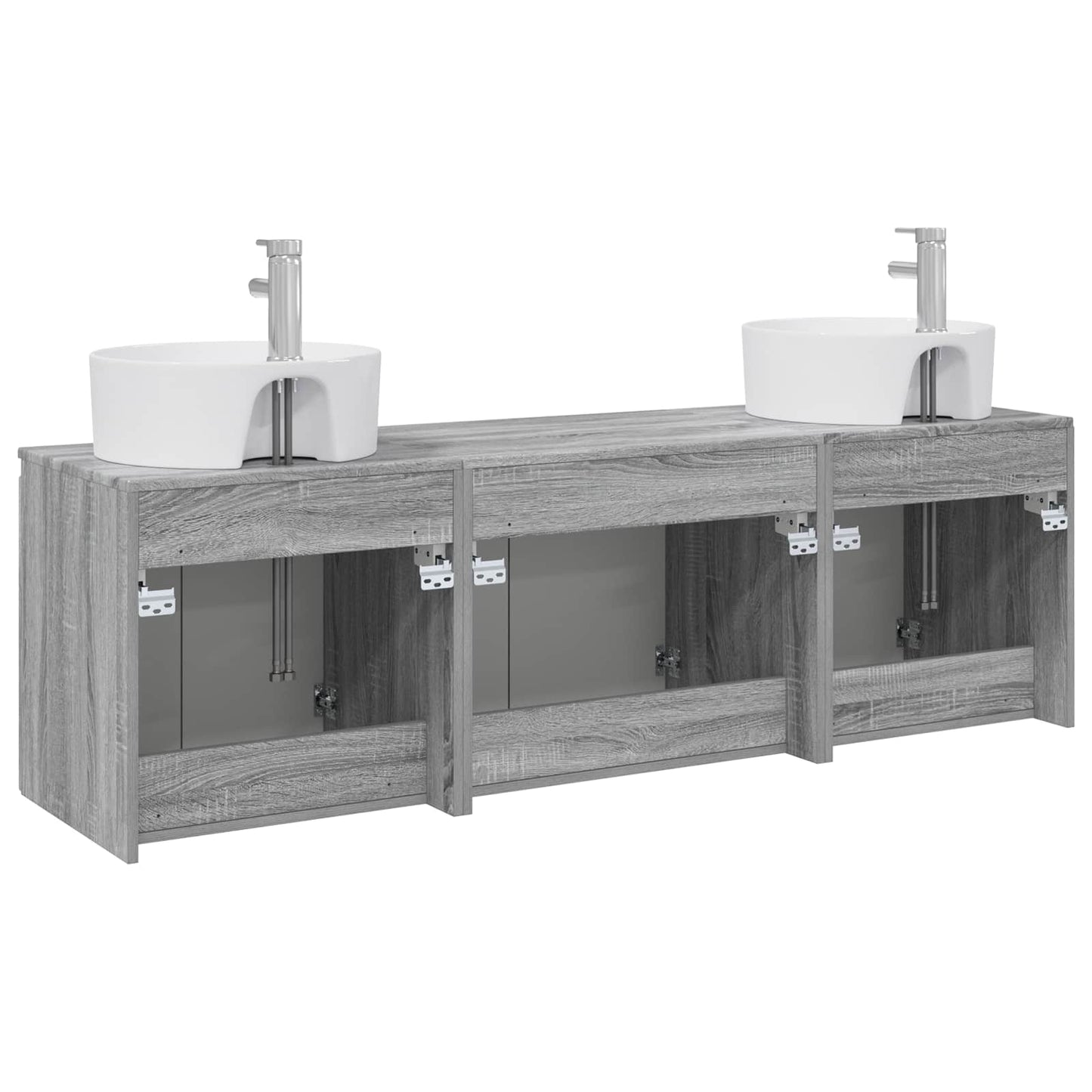 Badkamerkastenset 3 st Grijs Sonoma 49,5 x 44,5 x 65 cm