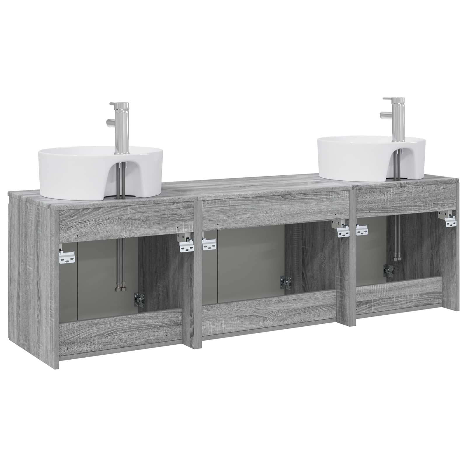 Badkamerkastenset 3 st Grijs Sonoma 49,5 x 44,5 x 65 cm