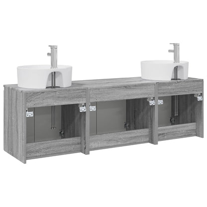 Badkamerkastenset 3 st Grijs Sonoma 49,5 x 44,5 x 65 cm