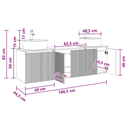 Badkamerkastenset 3 st Grijs Sonoma 49,5 x 44,5 x 65 cm