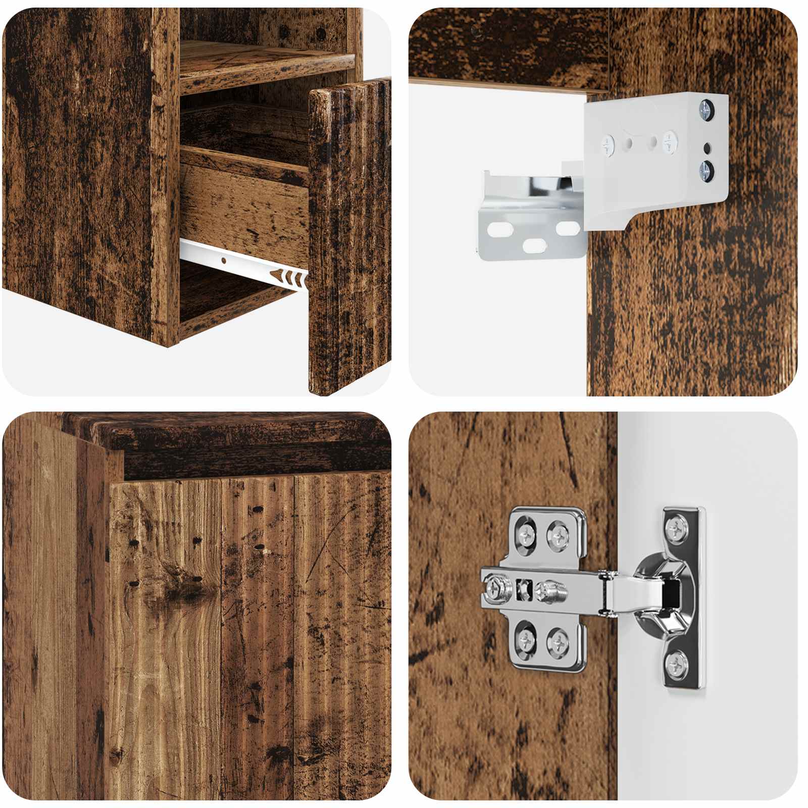 Badkamerkastenset 3 st Oud hout 49,5 x 44,5 x 65 cm