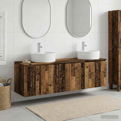 Badkamerkastenset 3 st Oud hout 49,5 x 44,5 x 65 cm