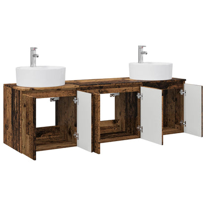 Badkamerkastenset 3 st Oud hout 49,5 x 44,5 x 65 cm