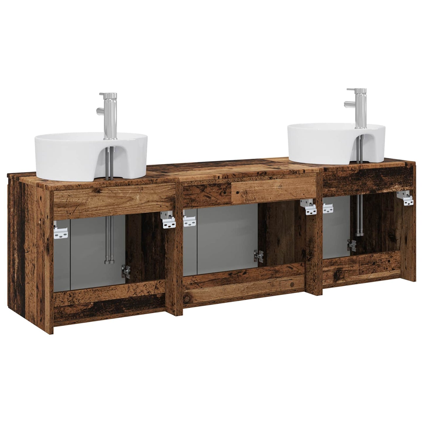 Badkamerkastenset 3 st Oud hout 49,5 x 44,5 x 65 cm