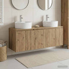 Badkamerkastenset 3 st Artisanaal eiken 49,5 x 44,5 x 65 cm