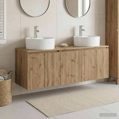 Badkamerkastenset 3 st Artisanaal eiken 49,5 x 44,5 x 65 cm
