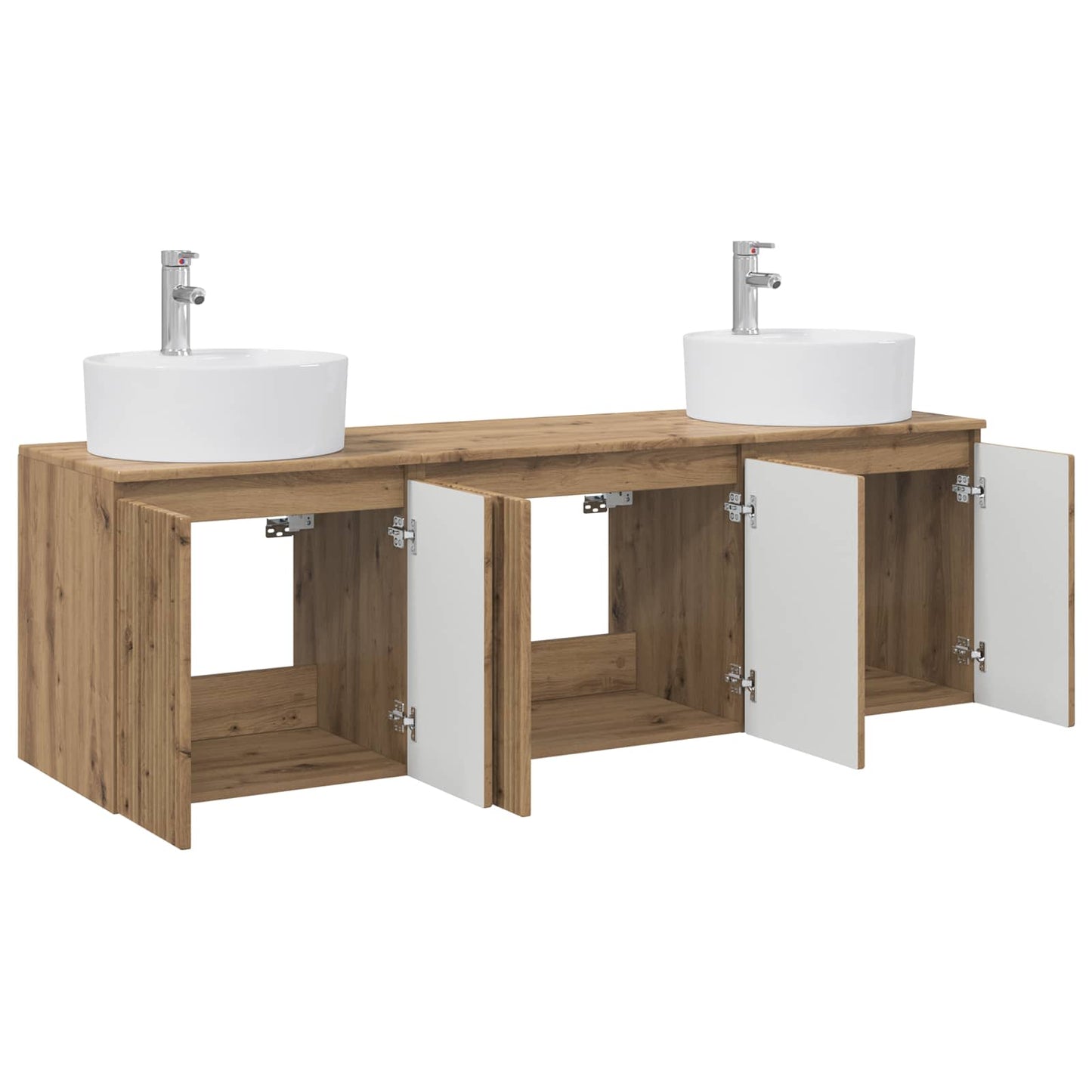 Badkamerkastenset 3 st Artisanaal eiken 49,5 x 44,5 x 65 cm