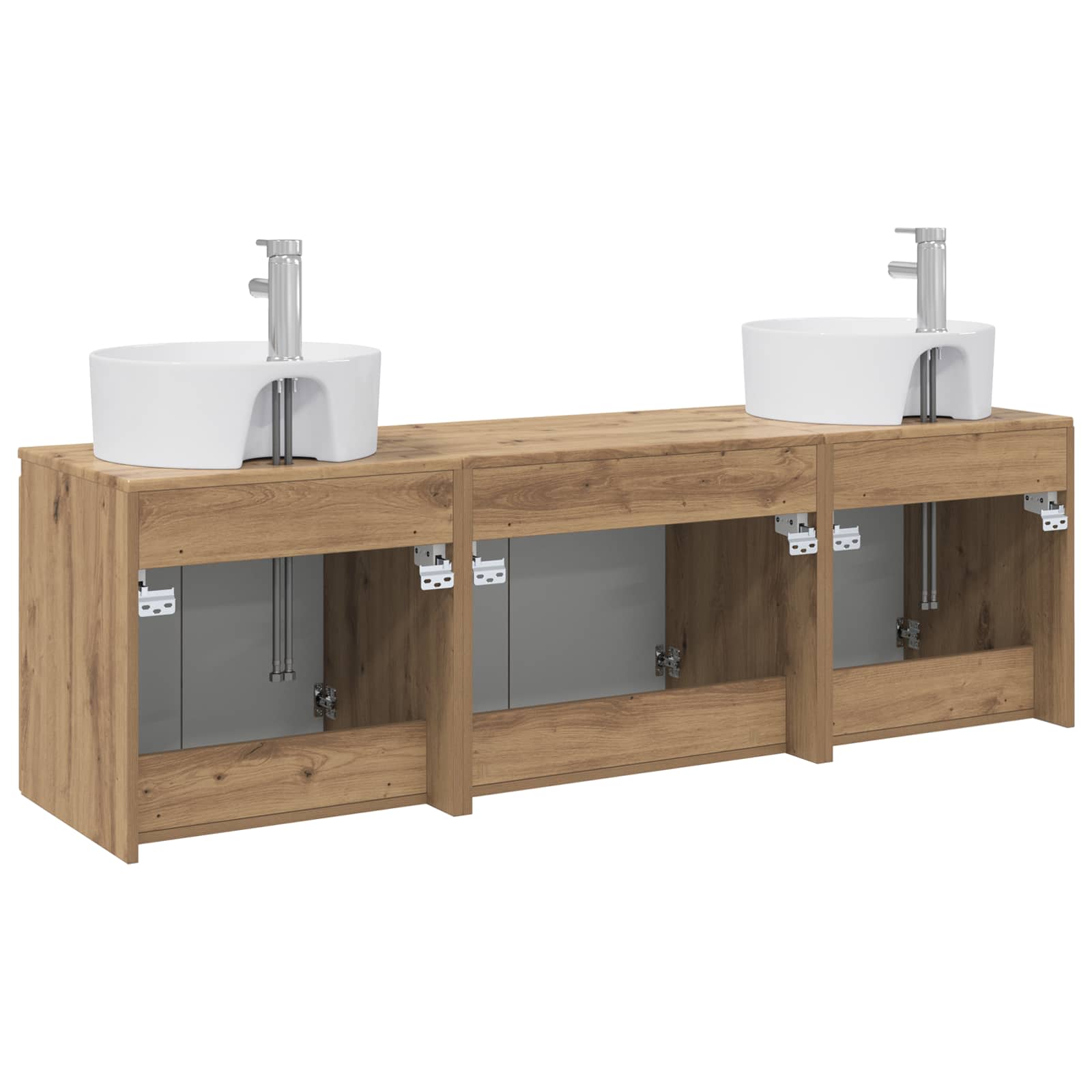 Badkamerkastenset 3 st Artisanaal eiken 49,5 x 44,5 x 65 cm