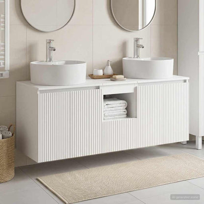 Badkamerkastenset 3 st Wit 49,5 x 44,5 x 65 cm Bewerkt hout