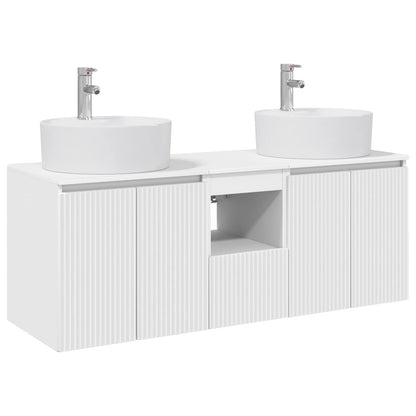 Badkamerkastenset 3 st Wit 49,5 x 44,5 x 65 cm Bewerkt hout