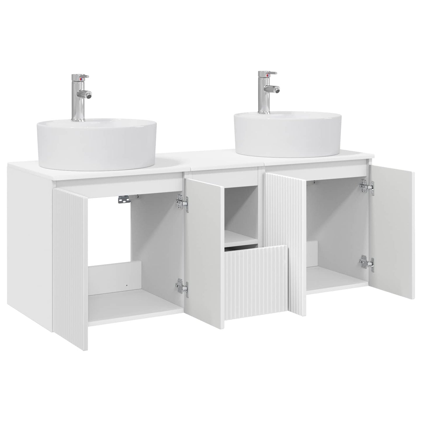 Badkamerkastenset 3 st Wit 49,5 x 44,5 x 65 cm Bewerkt hout