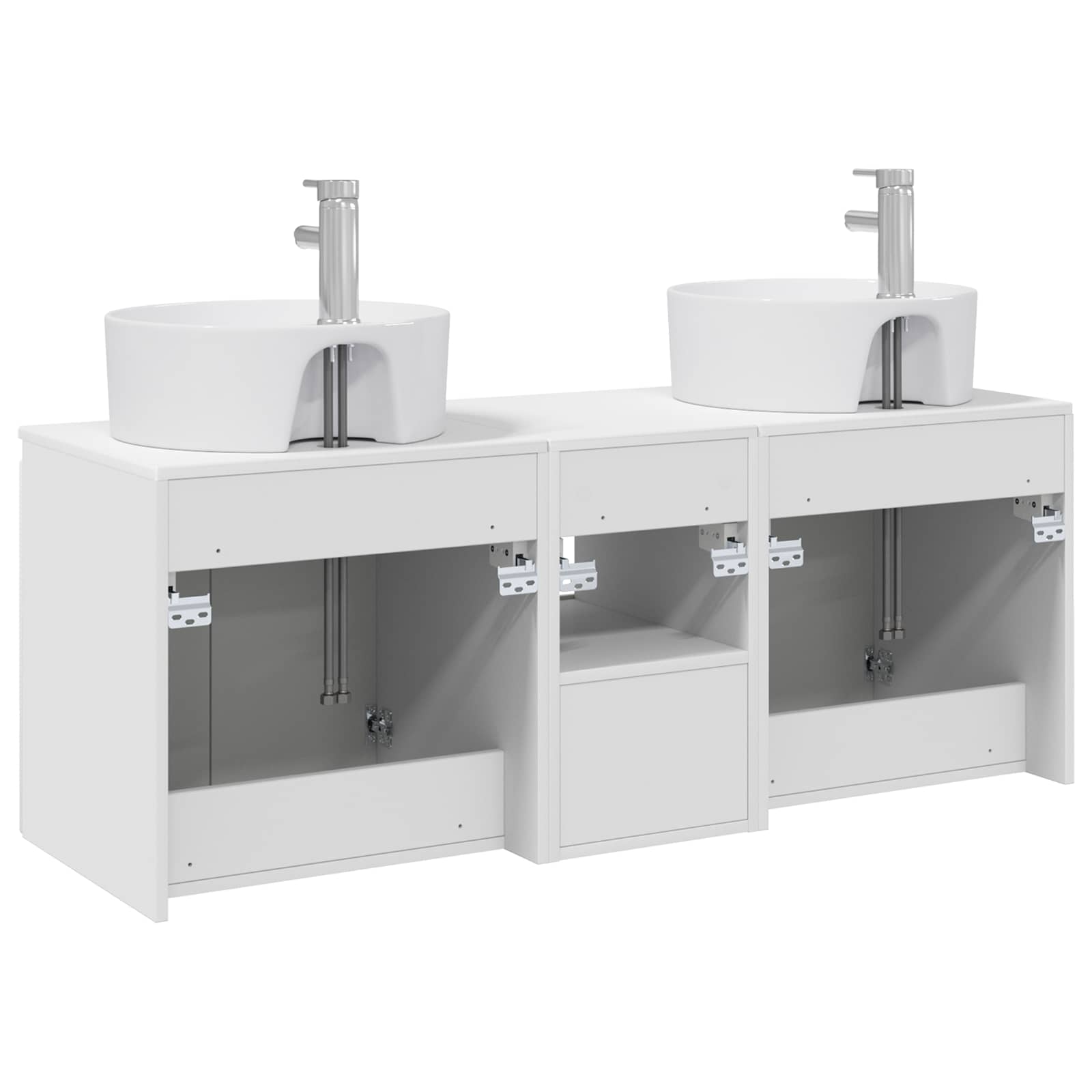 Badkamerkastenset 3 st Wit 49,5 x 44,5 x 65 cm Bewerkt hout