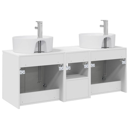 Badkamerkastenset 3 st Wit 49,5 x 44,5 x 65 cm Bewerkt hout
