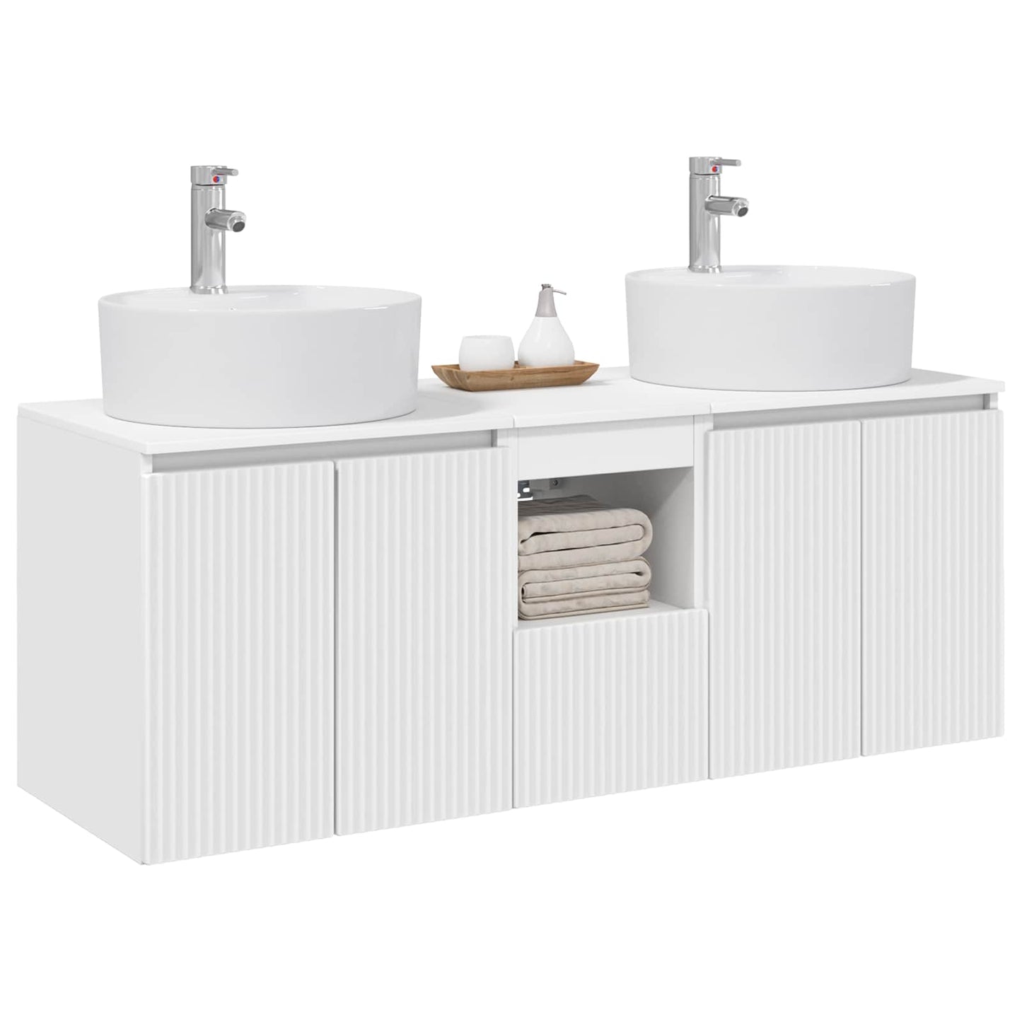 Badkamerkastenset 3 st Wit 49,5 x 44,5 x 65 cm Bewerkt hout