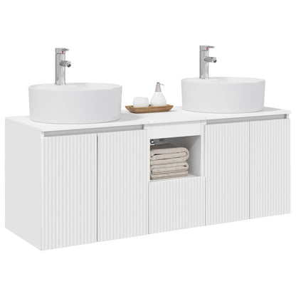Badkamerkastenset 3 st Wit 49,5 x 44,5 x 65 cm Bewerkt hout